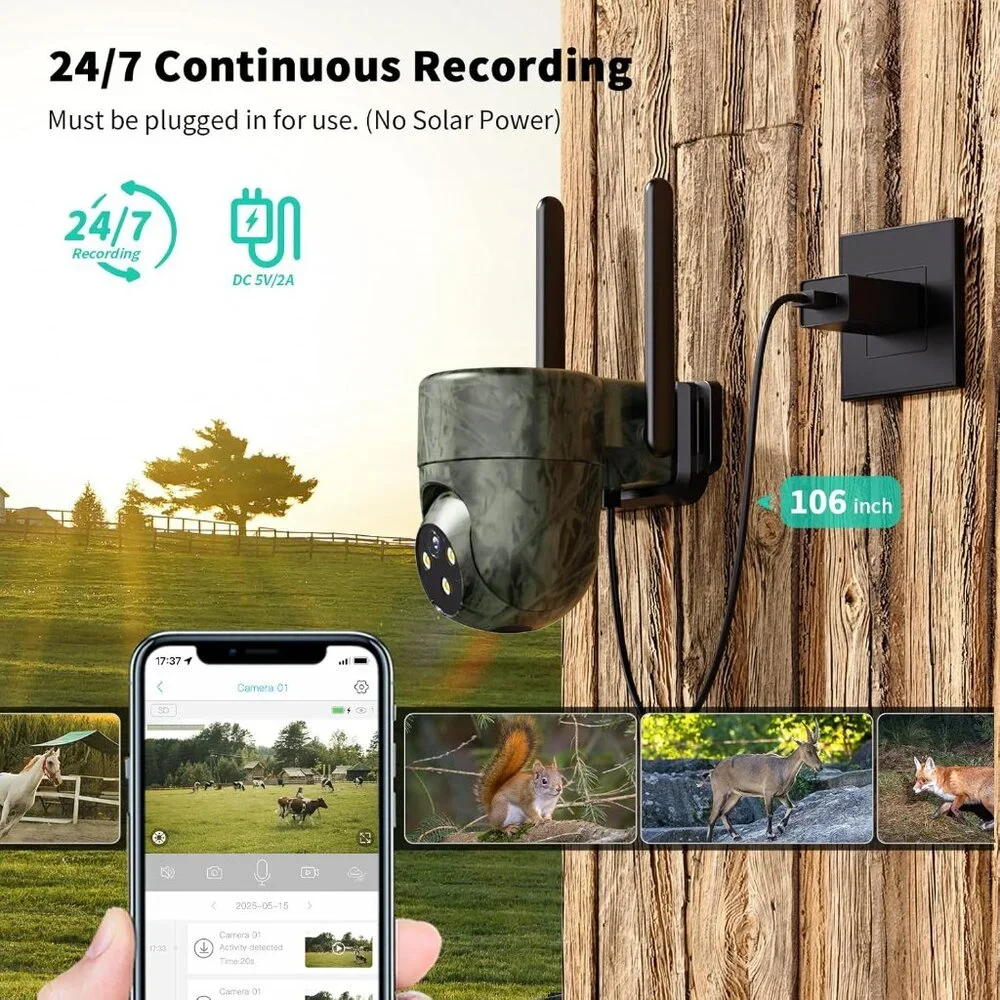 LIWAN No WiFi Security Camera, 4G LTE Cellular Security Camera Wired Outdoor